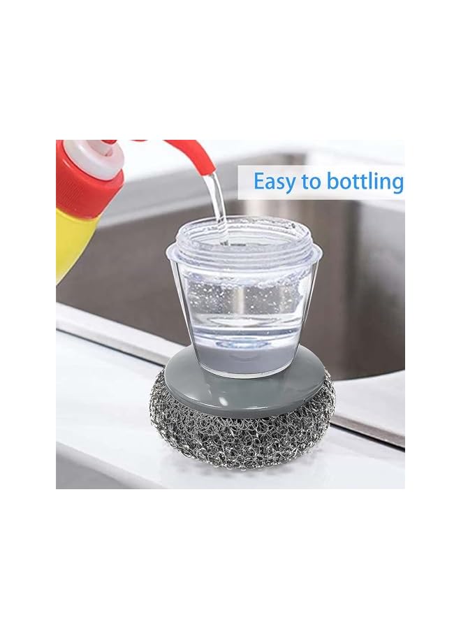 promass Kitchen Soap Dispensing Brush, Dishwashing Brush, Sink Washer Brush, Soap Dish Brush, Holder Steel Wool Scrubbers for Pan Pot Utensil, Kitchen Cleaning Scrub Dish Brush, Smart Kitchen Tool - Image 2