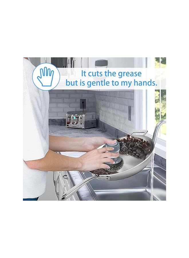 promass Kitchen Soap Dispensing Brush, Dishwashing Brush, Sink Washer Brush, Soap Dish Brush, Holder Steel Wool Scrubbers for Pan Pot Utensil, Kitchen Cleaning Scrub Dish Brush, Smart Kitchen Tool - Image 4