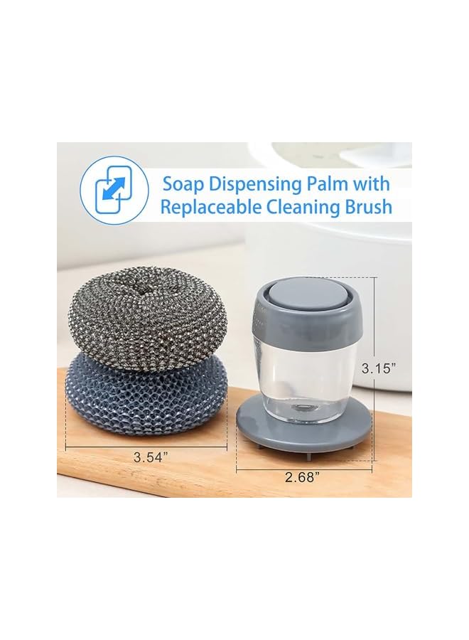 promass Kitchen Soap Dispensing Brush, Dishwashing Brush, Sink Washer Brush, Soap Dish Brush, Holder Steel Wool Scrubbers for Pan Pot Utensil, Kitchen Cleaning Scrub Dish Brush, Smart Kitchen Tool - Image 5