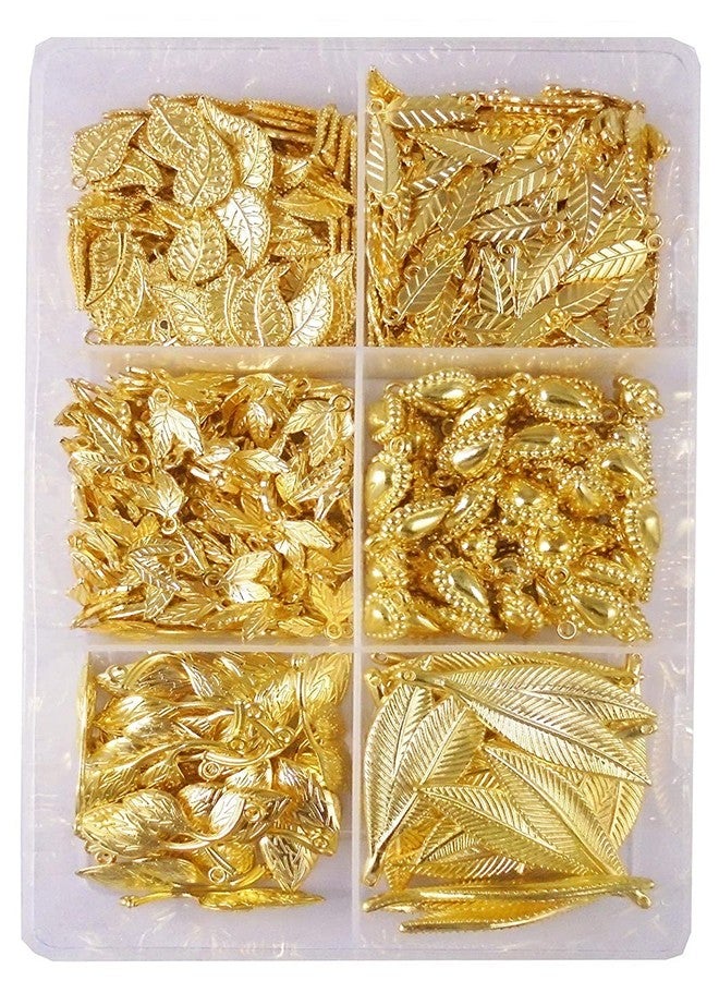 eshoppee 200 gm Golden Color Set of 6 Plastic Beads for Jewellery Making kit Art and Crafts Materials for Necklace Bracelet Earring Making Materials DIY kit (1) - Image 1