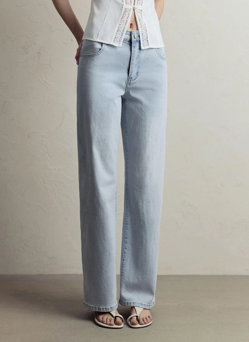 Straight light-wash denim jeans