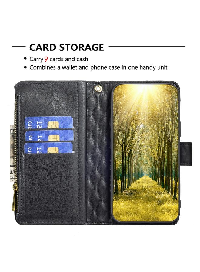 S-TOP Case For Samsung Galaxy S20 Ultra Diamond Lattice Zipper Wallet Leather Flip Phone Case - Image 5