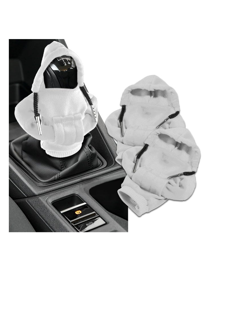 Excefore Sweatshirt Auto Gear Shift Knob Cover, Car Shifter Hoodie Gear Shift, Lever Knob Cover Car Interior Decoration for Most Vehicles (2pcs, Grey) - Image 1