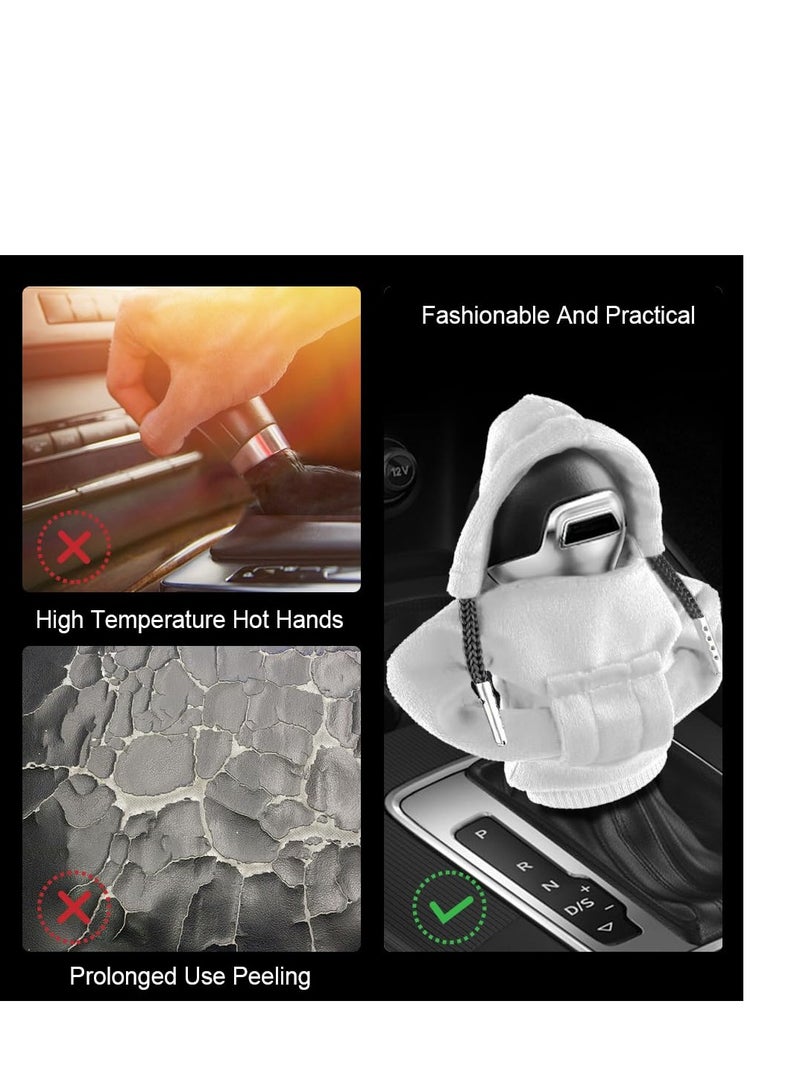 Excefore Sweatshirt Auto Gear Shift Knob Cover, Car Shifter Hoodie Gear Shift, Lever Knob Cover Car Interior Decoration for Most Vehicles (2pcs, Grey) - Image 4