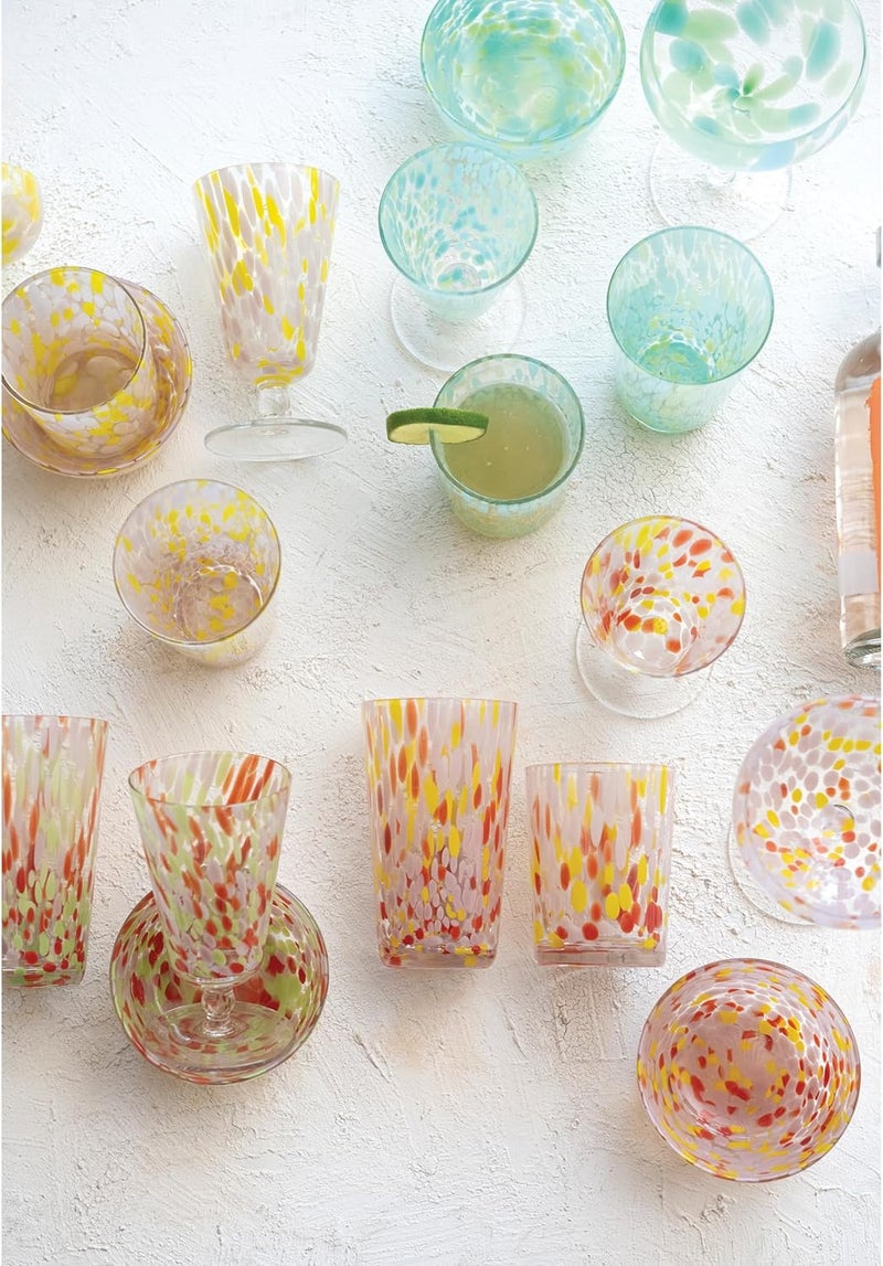 Creative CoOp Tall Glass Drinking Glass with Various Styles Multicolor Set of 4 - Image 3