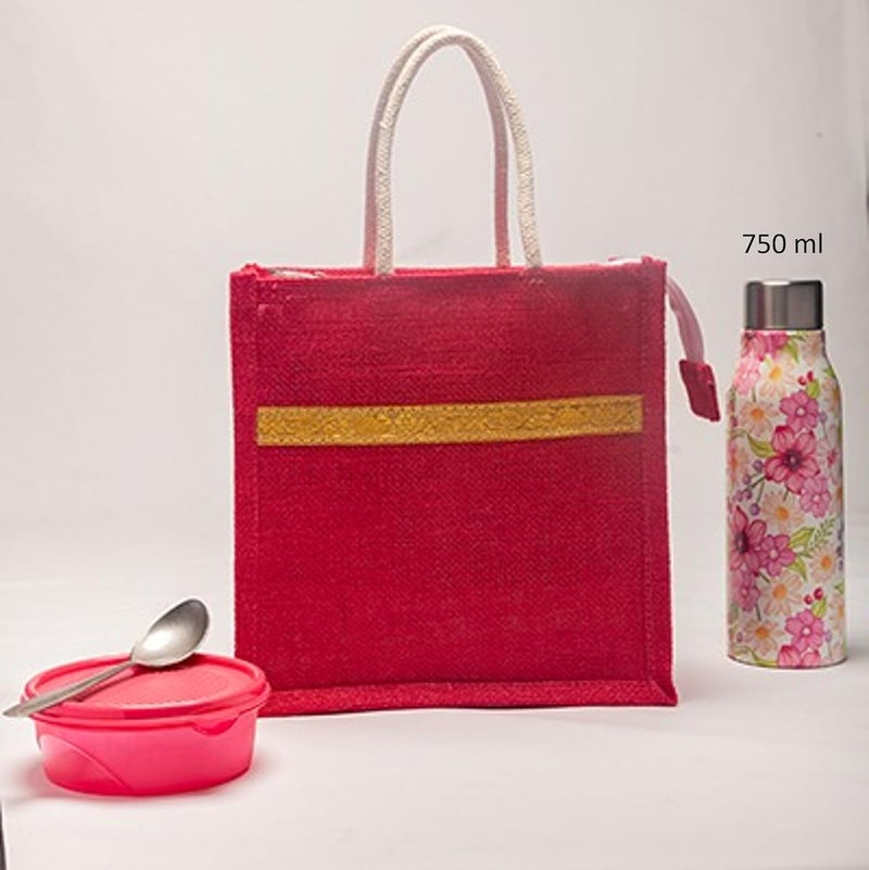 SOMAN Jute Ecofriendly Return Gift Bags with Zip Hot Pink Pack of 10 Bags - Image 3