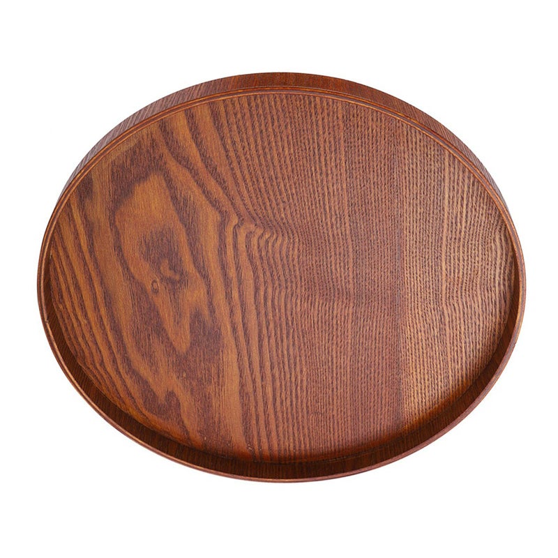 Round Wood Serving Tray 30x30cm For Tea Snacks Drinks Indoor Outdoor Use - Image 4