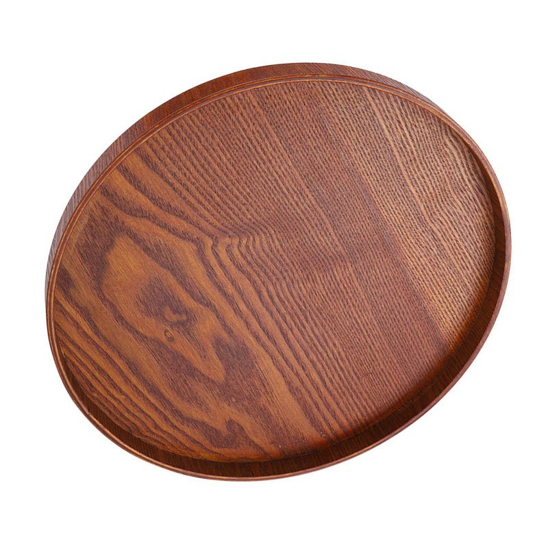 Round Wood Serving Tray 30x30cm For Tea Snacks Drinks Indoor Outdoor Use - Image 3