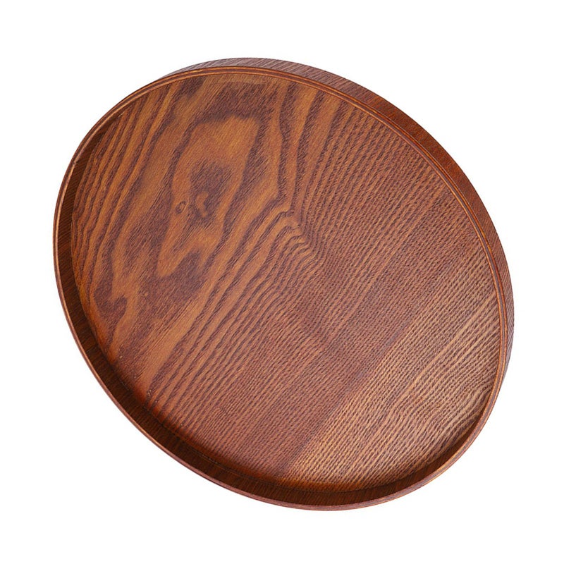 Round Wood Serving Tray 30x30cm For Tea Snacks Drinks Indoor Outdoor Use - Image 2