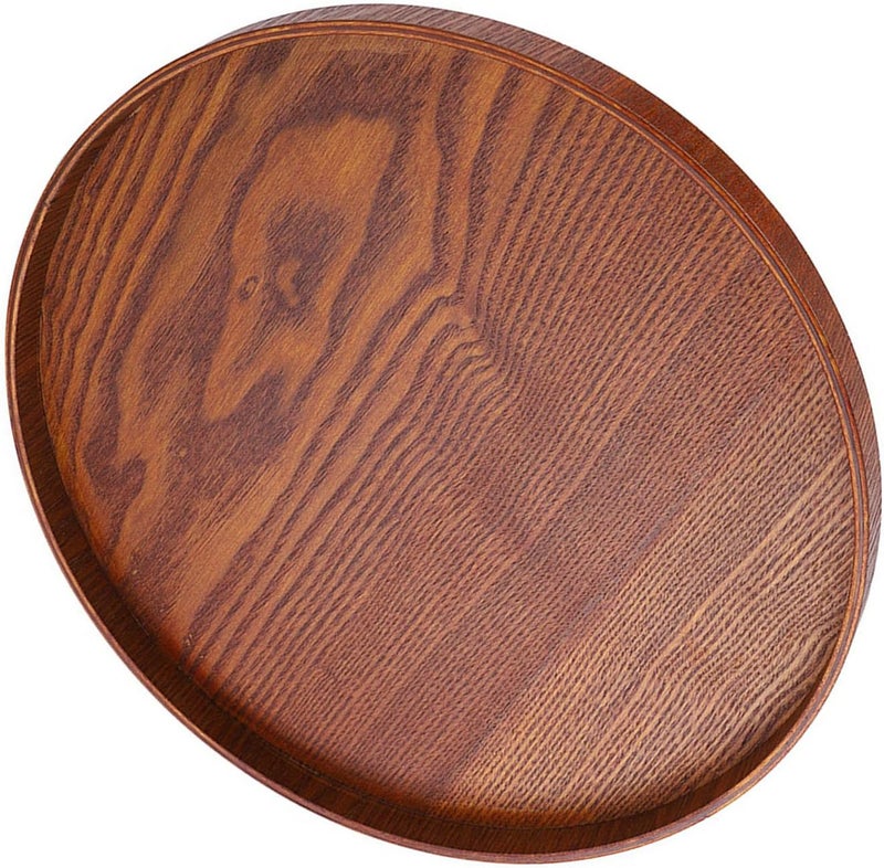Round Wood Serving Tray 30x30cm For Tea Snacks Drinks Indoor Outdoor Use - Image 1
