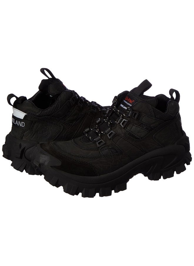 WOODLAND - Woodland Men's Charcoal Black Leather Sneaker Casual Shoe-8 UK (42 EU) (G 40777Cma) - Image 1