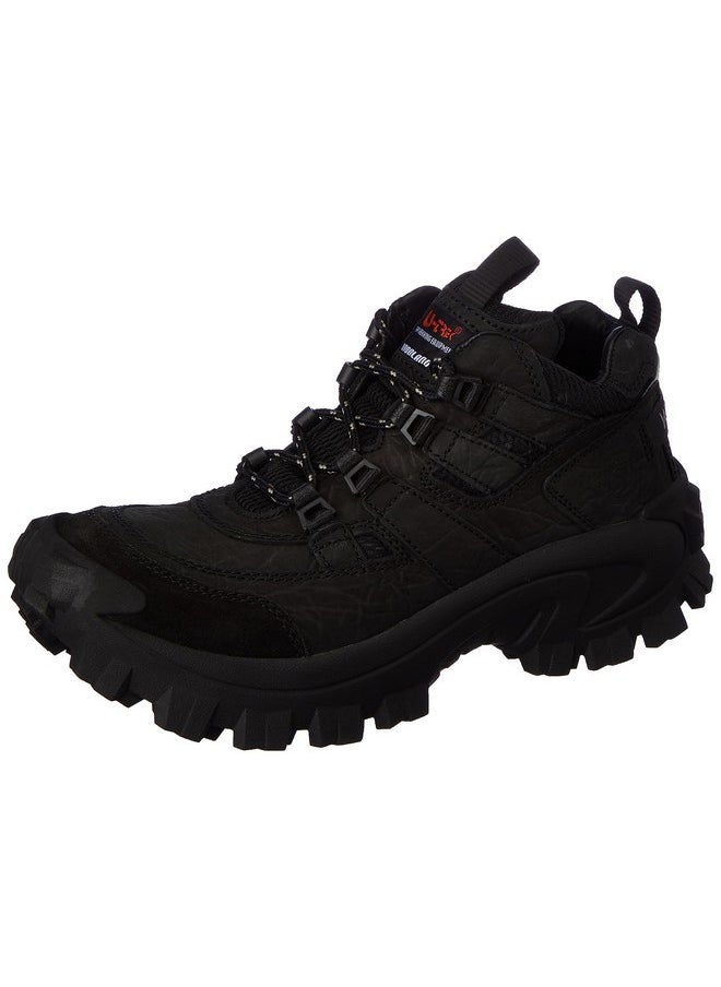 WOODLAND - Woodland Men's Charcoal Black Leather Sneaker Casual Shoe-8 UK (42 EU) (G 40777Cma) - Image 1
