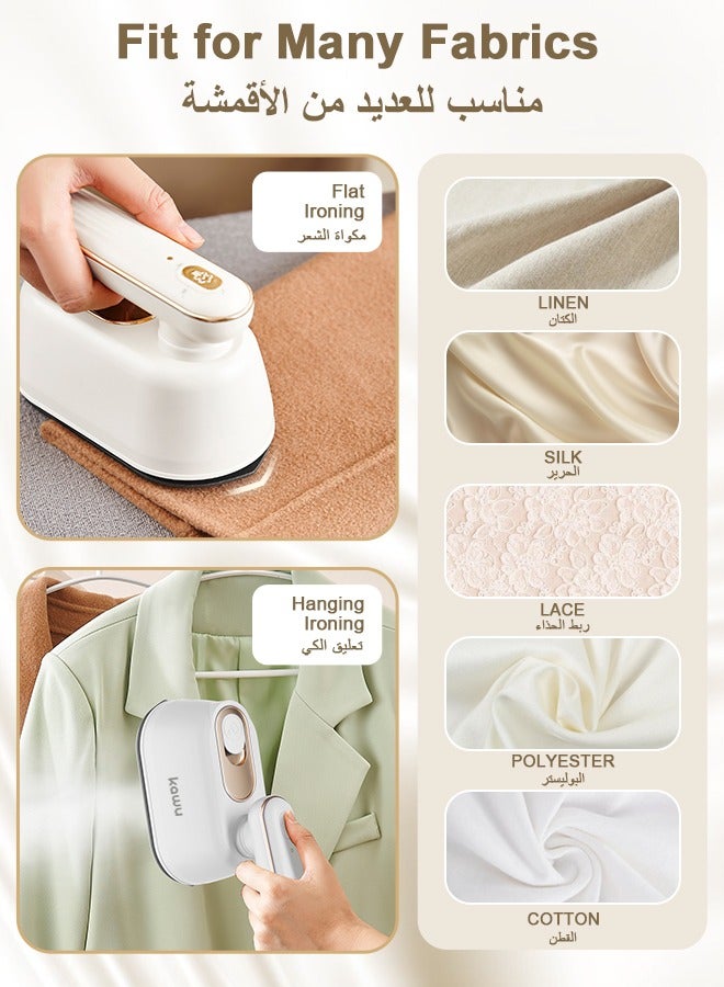  كاو مكواة بخار محمولة للسفر، مكواة بخار صغيرة 2 في 1 للملابس الجافة والرطبة، مكواة بخار محمولة قابلة للدوران 180 درجة للمنزل والسفر والمسكن والهدايا والمدرسة والمكتب والمنزل - Image 3