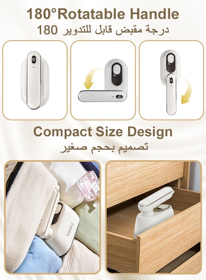  كاو مكواة بخار محمولة للسفر، مكواة بخار صغيرة 2 في 1 للملابس الجافة والرطبة، مكواة بخار محمولة قابلة للدوران 180 درجة للمنزل والسفر والمسكن والهدايا والمدرسة والمكتب والمنزل - Image 4
