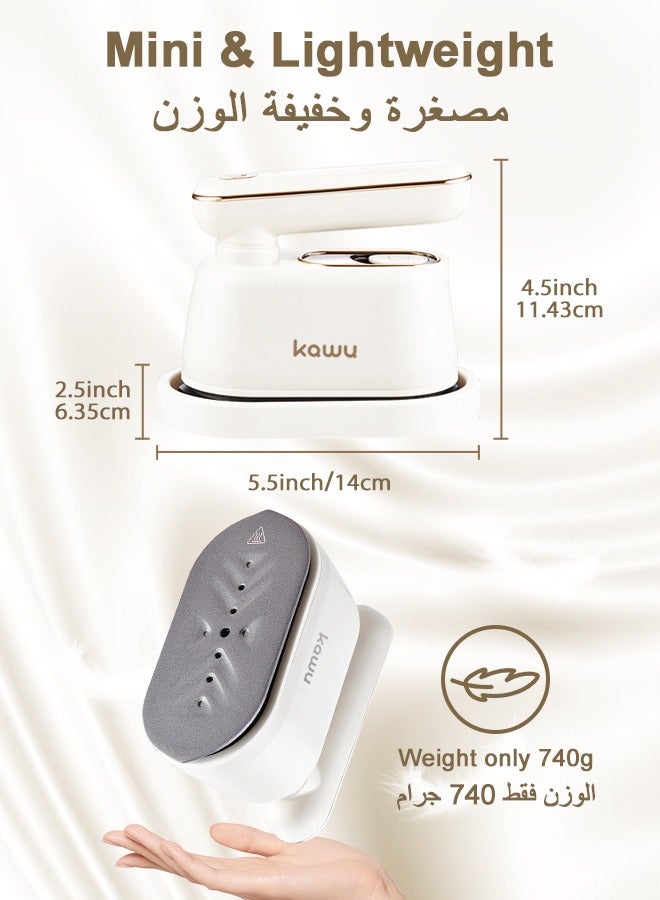  كاو مكواة بخار محمولة للسفر، مكواة بخار صغيرة 2 في 1 للملابس الجافة والرطبة، مكواة بخار محمولة قابلة للدوران 180 درجة للمنزل والسفر والمسكن والهدايا والمدرسة والمكتب والمنزل - Image 5