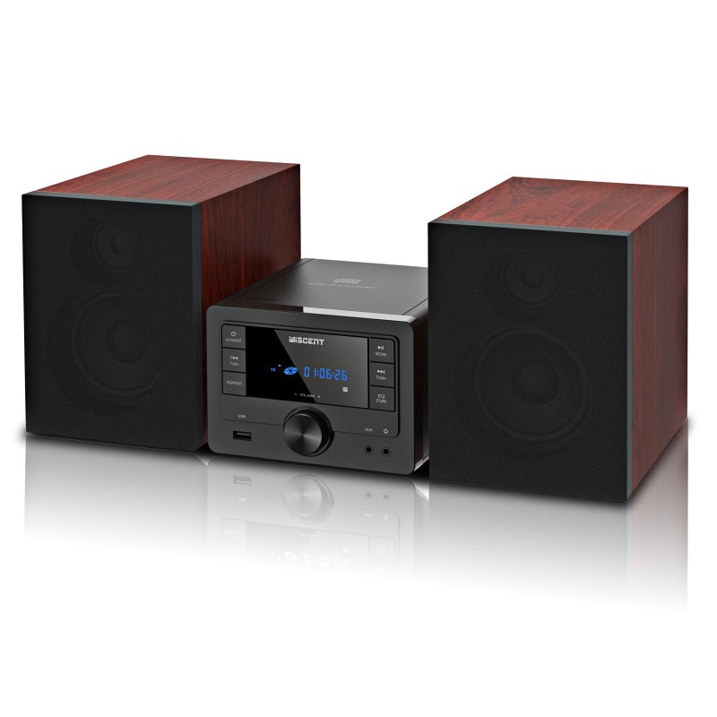 WISCENT Bluetooth Stereo System 40W for Home, CD Player with Wireless Streaming, MP3/USB/Audio in/FM Radio, Powerful Home Audio Sound System - Image 1