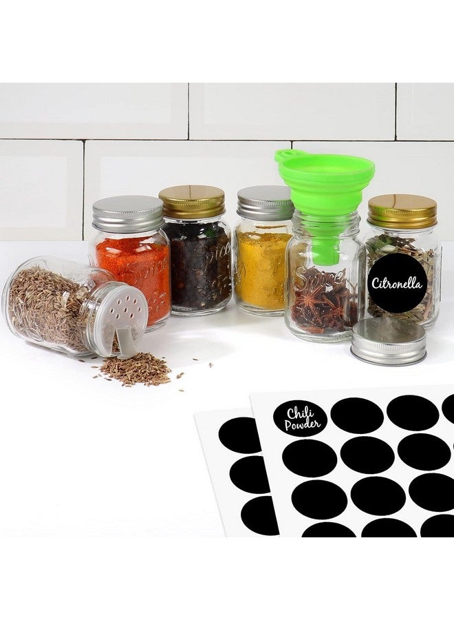 CycleMore 30 Pack 4oz Glass Mason Spice Jars, Round Spice Containers with Silver Metal Caps and Pour/Sift Shaker Lids-80pcs Labels,1 Silicone Collapsible Funnel,1 Brush and 1pcs Pen Included - Image 4