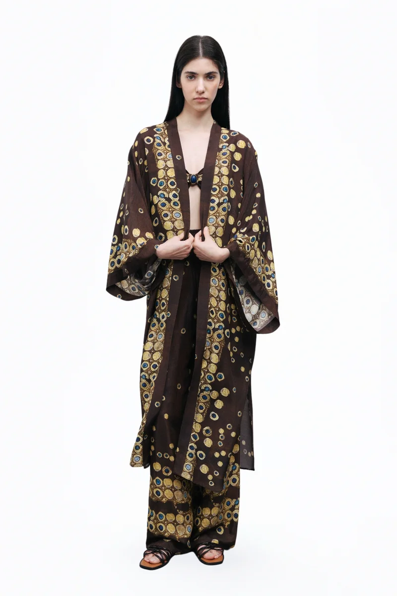 Nocturne Flowy Patterned Kimono