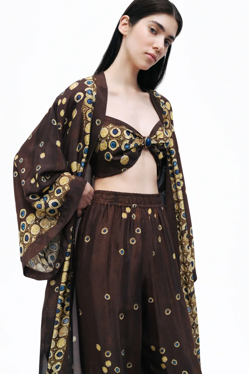 Nocturne Flowy Patterned Kimono