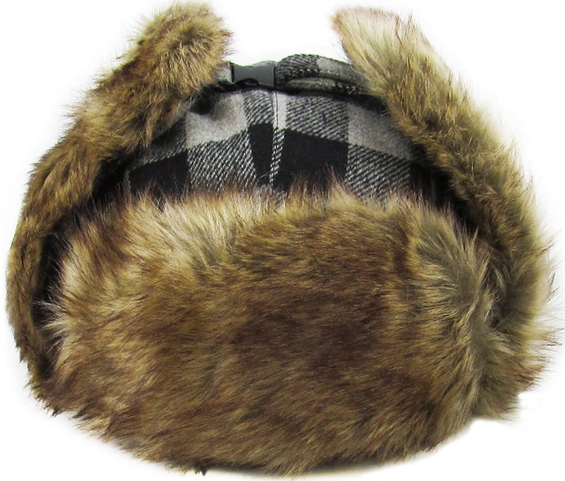 KBETHOS KBW-604 BLK-Gry Lumberjack Plaid Aviator Trapper Hat Trooper Ear Flaps Ushanka Eskimo Cold - Image 5