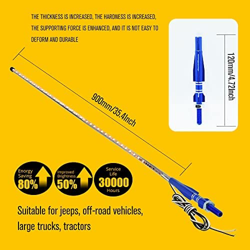 Generic HONLEEX 2Pcs 3FT RGB LED Whip Lights 270° Auto Strobe LED Antenna Light Waterproof for Off-Road ATV UTV RZR Truck Boat Can-am.DC12V.(90cm)  - Image 2