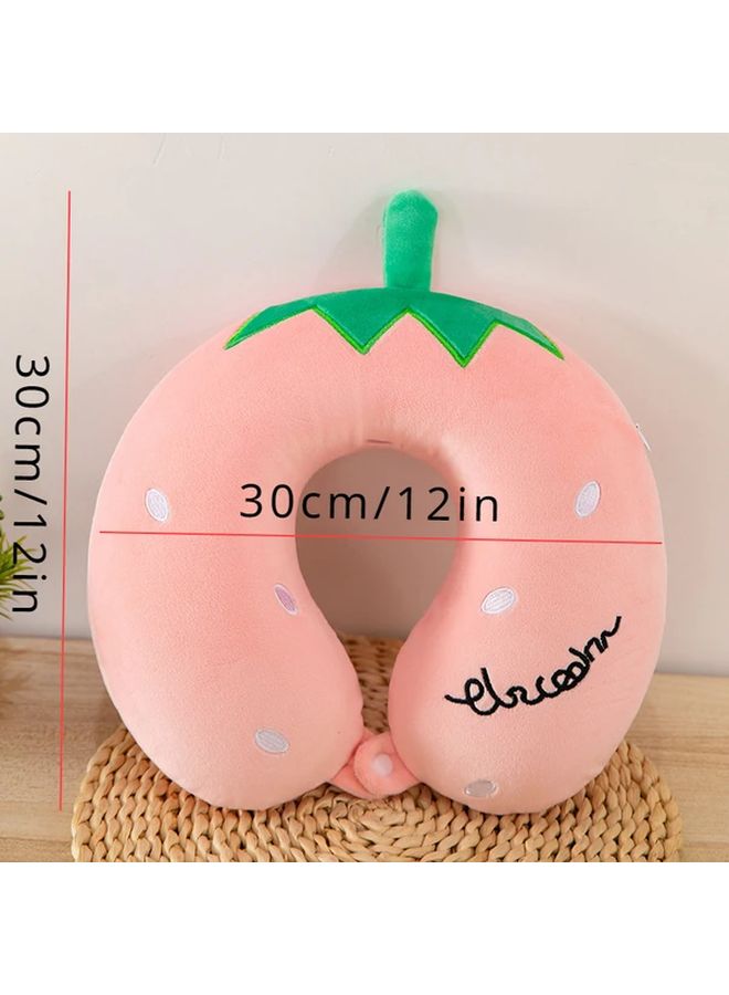 Pink Cute Cartoon U Shaped Neck Pillow Slow Rebound Memory Foam Ergonomic Support for Travel Airplane Nap Hand Washable - Image 2
