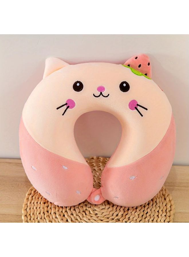 Pink Cute Cartoon U Shaped Neck Pillow Slow Rebound Memory Foam Ergonomic Support for Travel Airplane Nap Hand Washable - Image 3