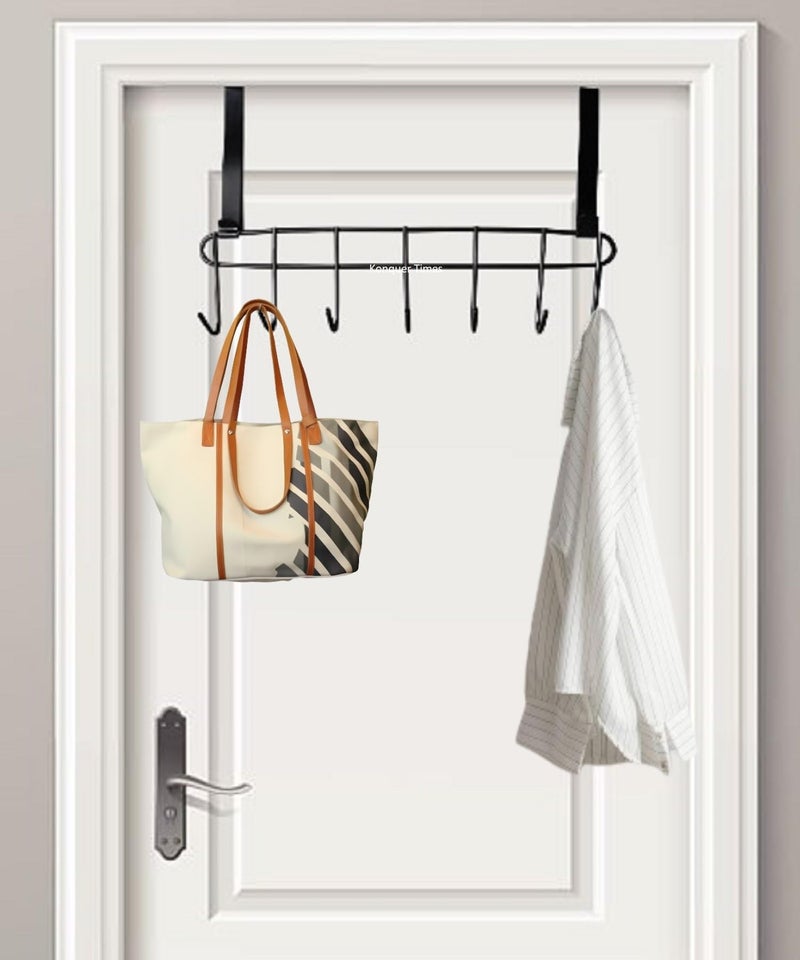 Konquer TimeS Heavy Duty Stainless Steel Over The Door Hook Hanger Organizer/Wall Hook Rack, No Drilling Required (White) - Image 5
