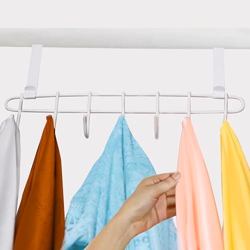 Konquer TimeS Heavy Duty Stainless Steel Over The Door Hook Hanger Organizer/Wall Hook Rack, No Drilling Required (White) - Image 4