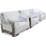 TopSoon Plastic Couch Cover for Storage Dust-Proof Plastic Sofa Cover Waterproof Patio Furniture Cover 134-Inch Wide by - Image 1