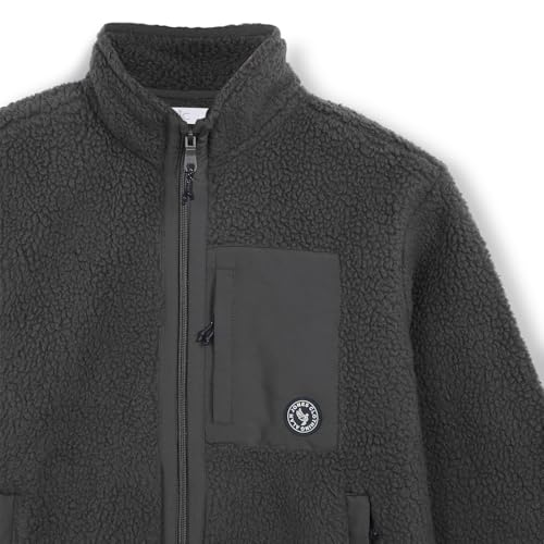 Alan Jones Clothing Boys Fleece Jacket | Warm Zip-Up Winter Jacket with Stand Collar, Chest Zip Pocket & Polar Fleece Lining (Grey_12-13 Years) - Image 3