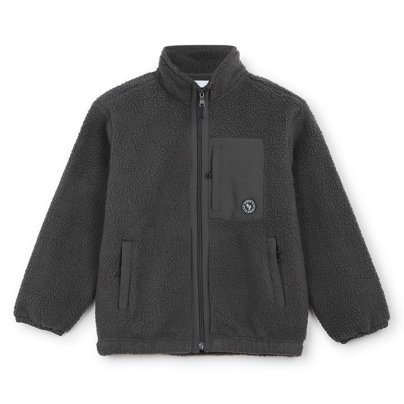 Alan Jones Clothing Boys Fleece Jacket | Warm Zip-Up Winter Jacket with Stand Collar, Chest Zip Pocket & Polar Fleece Lining (Grey_12-13 Years) - Image 5