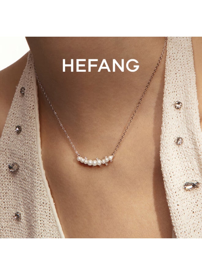 Hefang elry, White Moonlight Collarbone Chain Silver Necklace For Women, Luxurious High-end Birthday And New Year Gift For Girlfriend