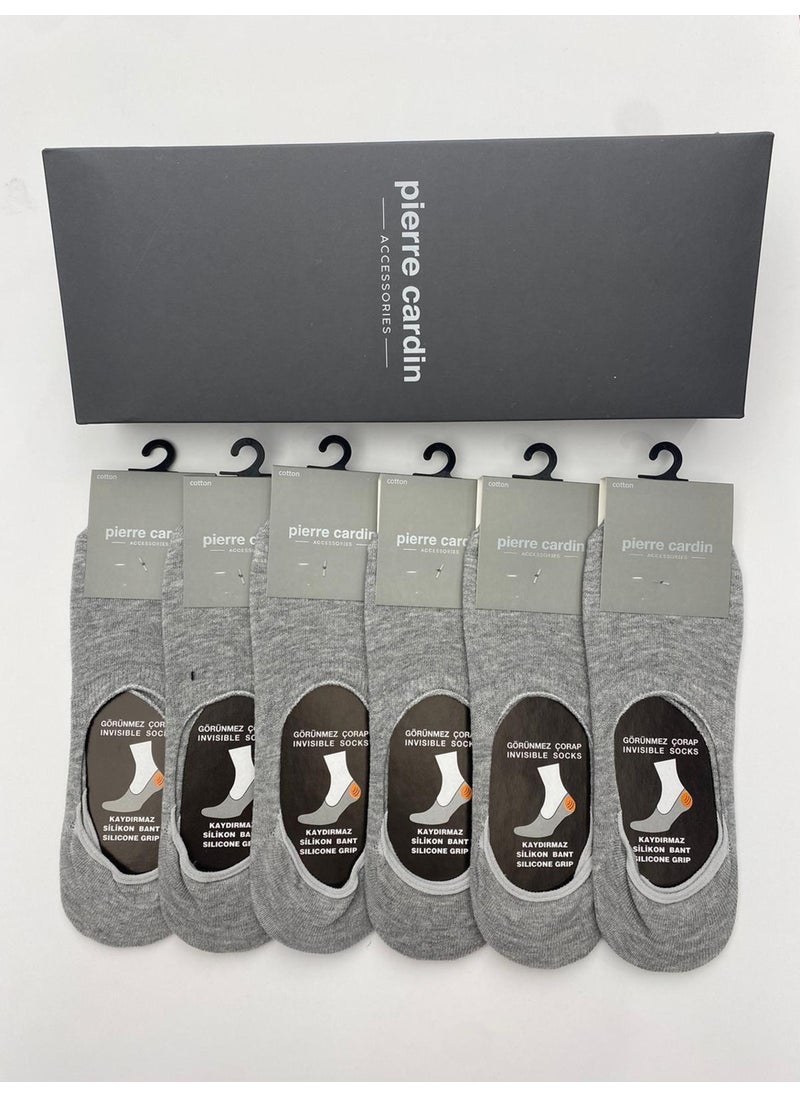 pierre cardin Cotton 6-Pack Men's Silicone Banded Non-Slip Ballerina Socks 400-PC Gray  - Image 1