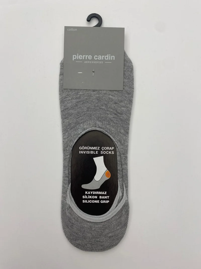 pierre cardin Cotton 6-Pack Men's Silicone Banded Non-Slip Ballerina Socks 400-PC Gray