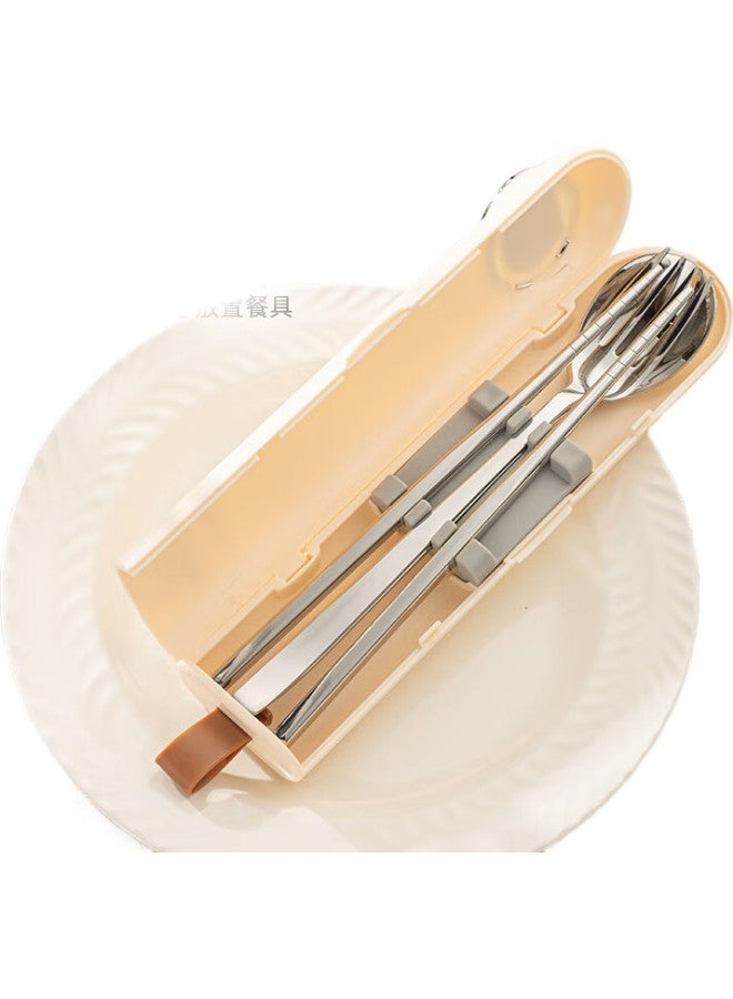 GRASEY 316L Stainless Steel Chopsticks Single Person Set Student Spoon Fork Box Portable Tableware Four-Piece Set Gy7428 - Image 3