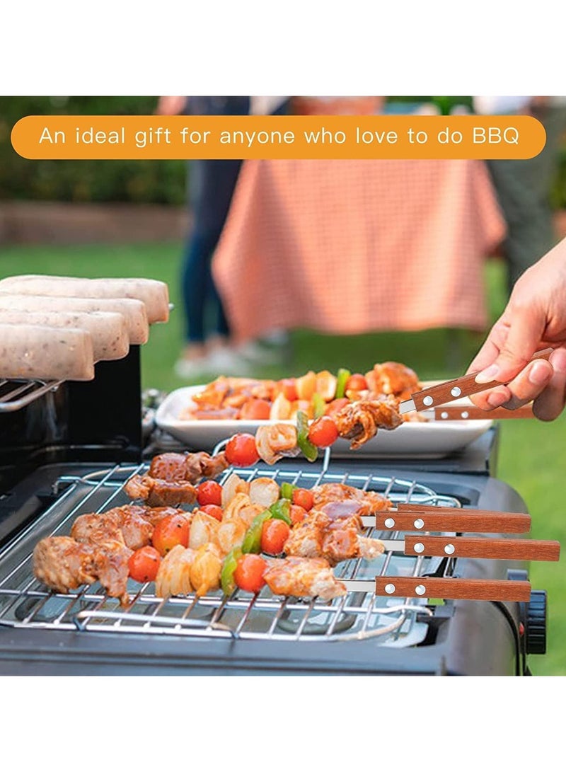 Raxoom 19 inch Stainless Steel Kebab Skewers, Style BBQ, 6 Pcs BBQ Skewers Set, Turkish Skewers with Wooden Handle - Image 2
