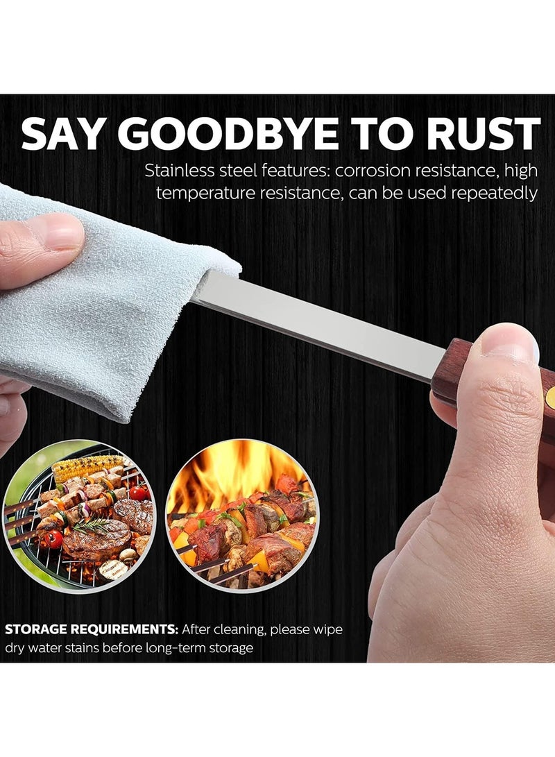 Raxoom 19 inch Stainless Steel Kebab Skewers, Style BBQ, 6 Pcs BBQ Skewers Set, Turkish Skewers with Wooden Handle - Image 3