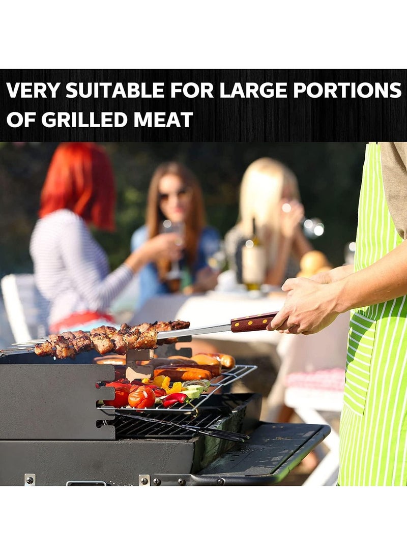 Raxoom 19 inch Stainless Steel Kebab Skewers, Style BBQ, 6 Pcs BBQ Skewers Set, Turkish Skewers with Wooden Handle - Image 4