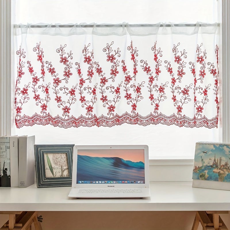 1PC Coffee Rod Curtain 39x20 Inch Sheer Warm Light Window Shade For Balcony Kitchen Bedroom - Image 2
