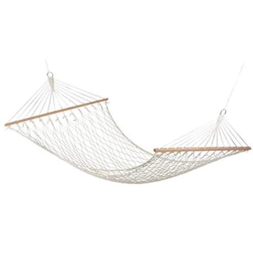 Saiyam Rope Hammock with Wooden Spreader Bars/Adults Swing | for Single Person, 30 Inches Width (Cotton, White) - Image 1