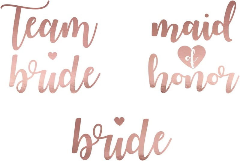 wYw Set of 13 Rose Gold Fake Temporary Tattoos Bachelorette Party Bridal Shower Accessories