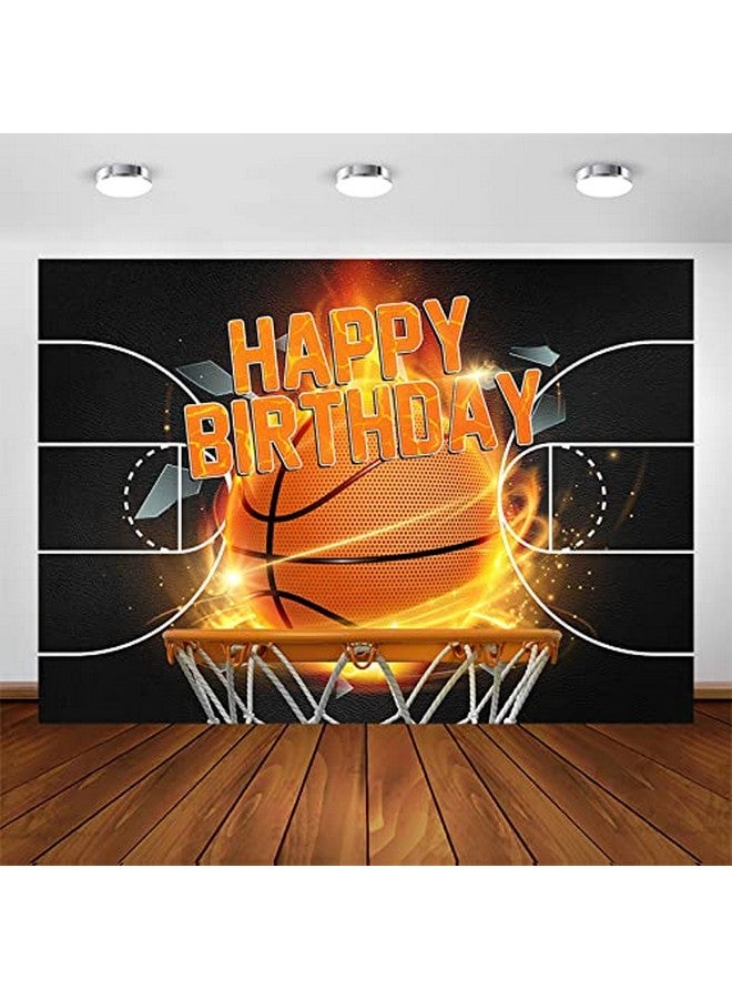 Black Basketball Game Time Custom Birthday Backdrop