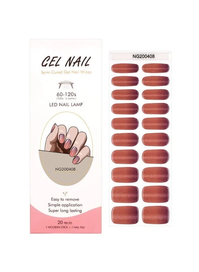 Semi-Cured Gel Nail Wraps – Salon Quality Manicure – Easy Apply & Remove – 20 Strips + File + Wooden Stick - Image 2