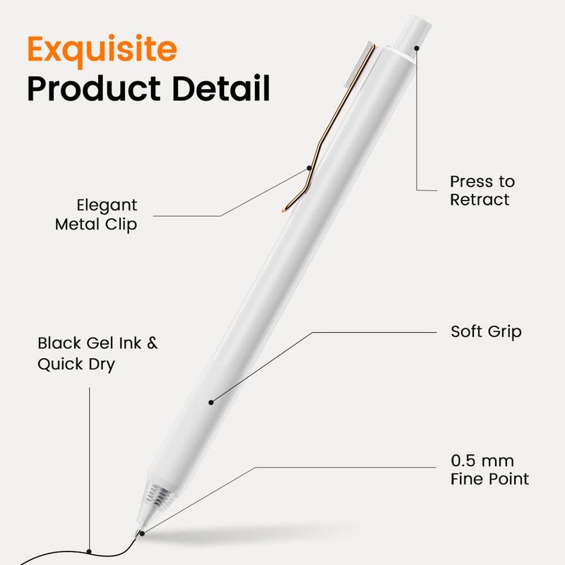 BIYUNRO Gel Pens - Black Ink 4pcs 0.5 mm Fine Point Smooth Writing Pen, Office School Journaling Supplies (Morandi) - Image 4