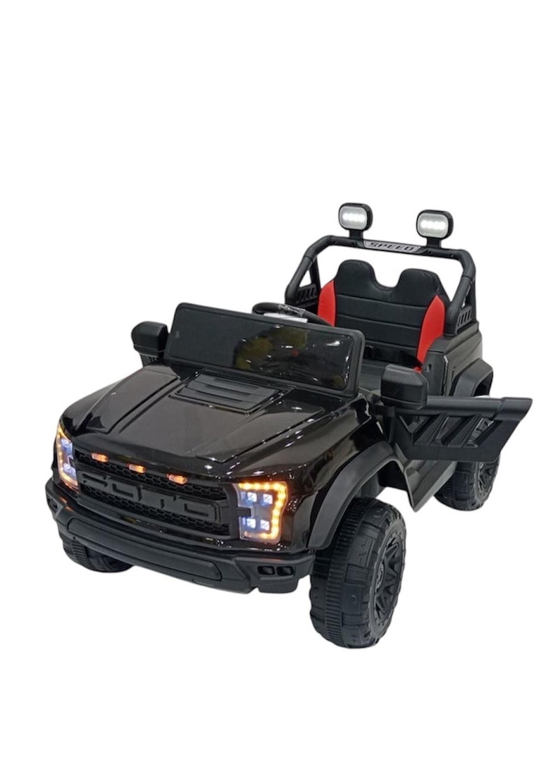 2-motor electric kids car, 12V battery, with open doors and stunning lighting, vibrator mode, USB/Aux music, remote control