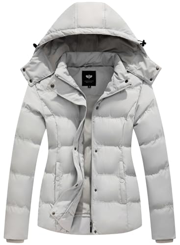 GGleaf Winter Coats for Women Warm Insulated Snow Jacket with Removable Hood Grey XX-Large - Image 1