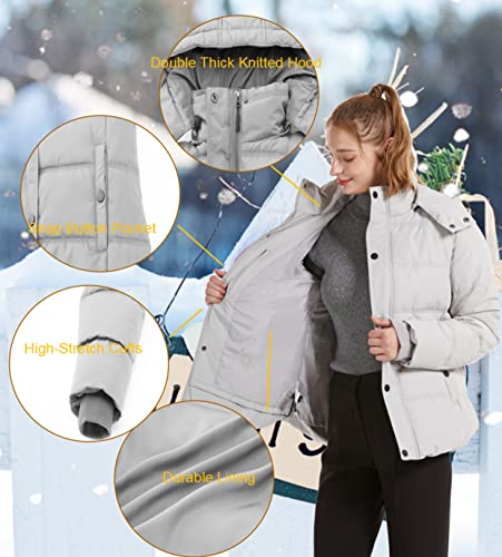 GGleaf Winter Coats for Women Warm Insulated Snow Jacket with Removable Hood Grey XX-Large - Image 4