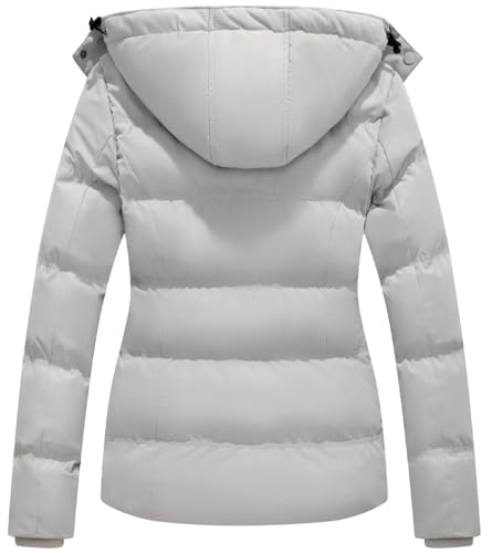 GGleaf Winter Coats for Women Warm Insulated Snow Jacket with Removable Hood Grey XX-Large - Image 2