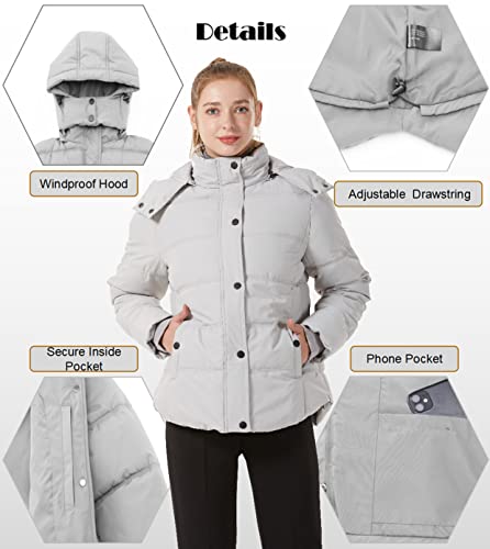 GGleaf Winter Coats for Women Warm Insulated Snow Jacket with Removable Hood Grey XX-Large - Image 5